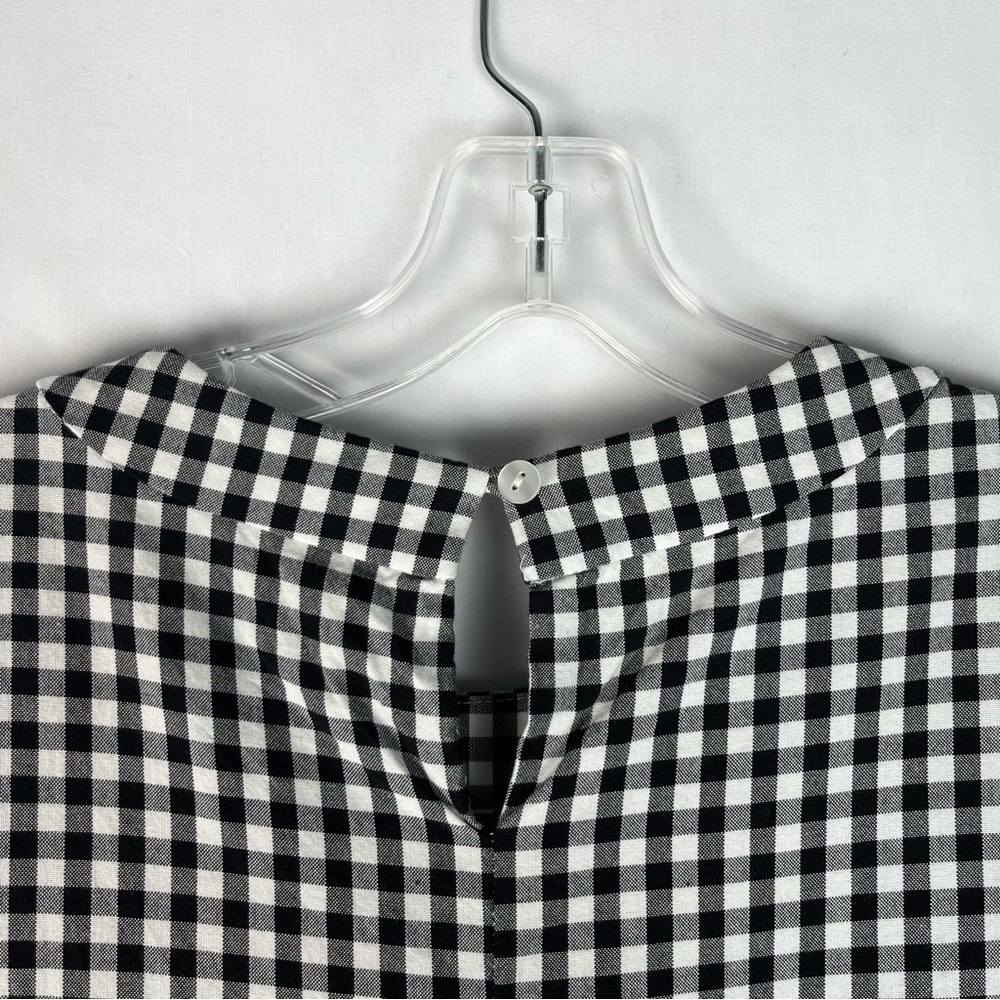 LaRoque Original White & Black Gingham Plaid Peplum Hem Knit Ruffle Sleeve Top - Picture 5 of 7